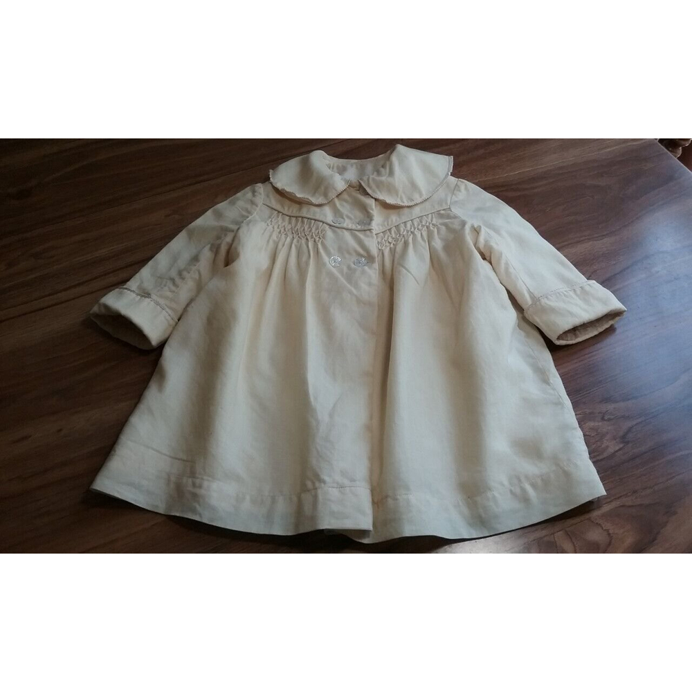 Antique Toddler White Smocked Coat 1900's 1920's